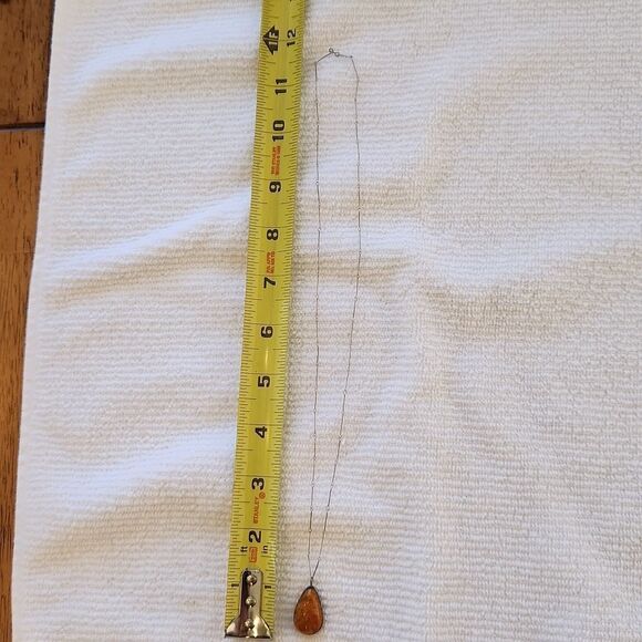 Baltic Sea lithuanian amber dainty silvertone necklace - Picture 6 of 7